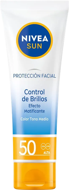 Сонцезахисний крем Nivea Sun Facial Control De Brillos Tono Medio Spf50 50 мл (4005900993854) - зображення 1