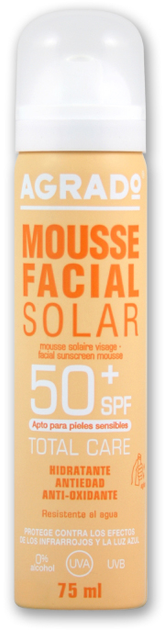 Spray przeciwsłoneczny Agrado Mousse Facial Solar Spf50 75 ml (8433295062149) - obraz 1