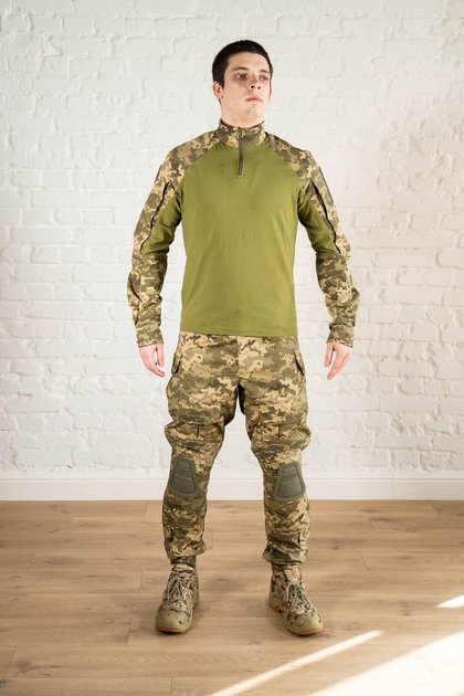 Форма армейская убакс и штаны с наколенниками рип-стоп ХБ tactical Пиксель Олива (601) , 2XL - изображение 1