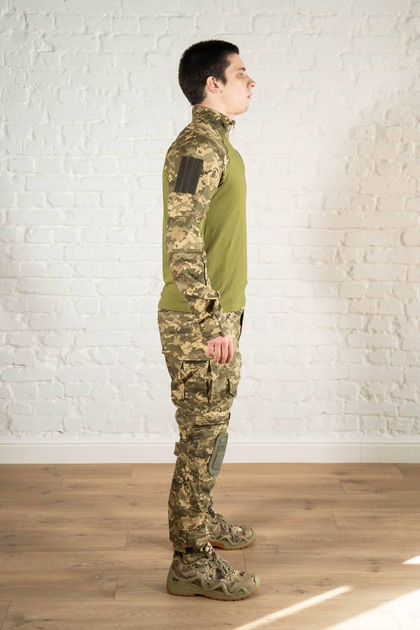 Форма армейская убакс и штаны с наколенниками рип-стоп ХБ tactical Пиксель Олива (601) , 3XL - изображение 2