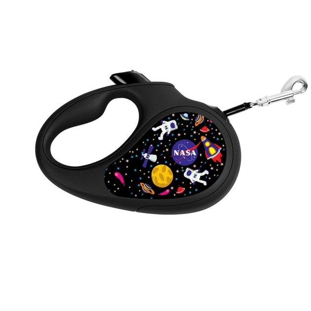 Поводок-рулетка для собак WAUDOG R-leash, рисунок "NASA", XS, до 12 кг, 3 м, светоотражающая черная лента - изображение 3