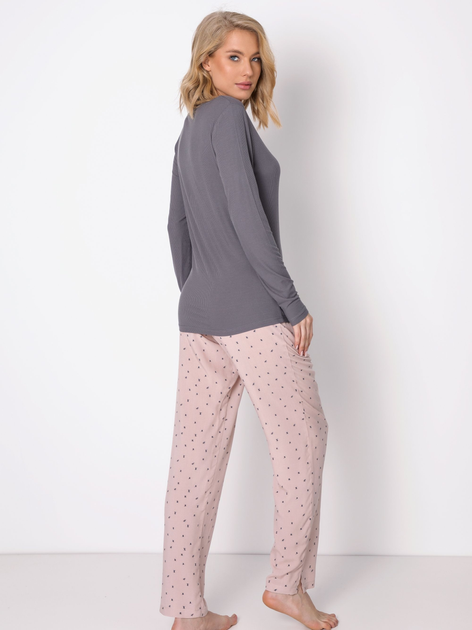 Piżama (longsleeve + spodnie) Aruelle Judy pajama long S Szary/Różowy (5904541434131) - obraz 2