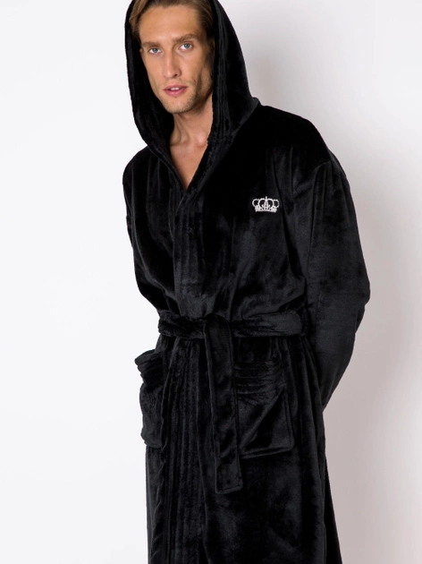 Szlafrok frotte męski Aruelle William bathrobe black M Czarny (5904541436173) - obraz 2