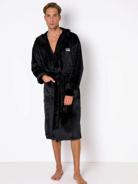 Халат чоловічий махровий Aruelle William bathrobe black L Чорний (5904541436180) - зображення 1