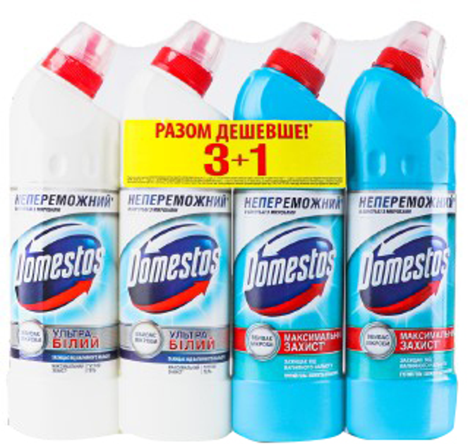 Набор средств Domestos Ультра белый и Свежесть Атлантики 4х500 мл ...