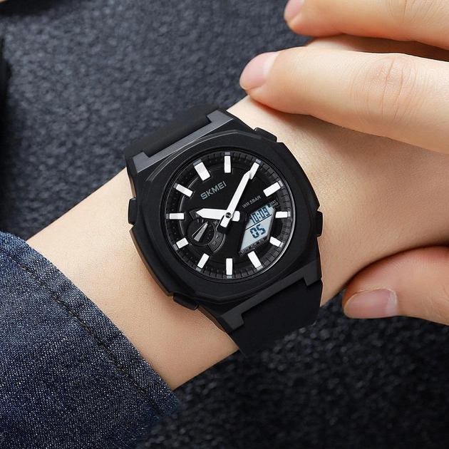 Часы наручные мужские Skmei 2091BKGYBK 5 ATM 46 мм Black - Фото 3 Часы наручные мужские Skmei 2091BKGYBK 5 ATM 46 мм Black - изображение 3