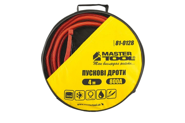 Дроти пускові MASTERTOOL 800А/12V/24V 4 м t до -40°C сумка для зберігання 81-0128 - изображение 4