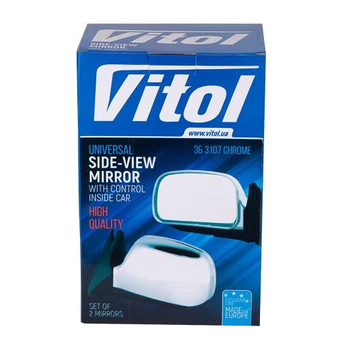 Зеркало бічне ВАЗ-2107,04,05 без повороту хром (2шт) VITOL (3107 CHROME) - зображення 2