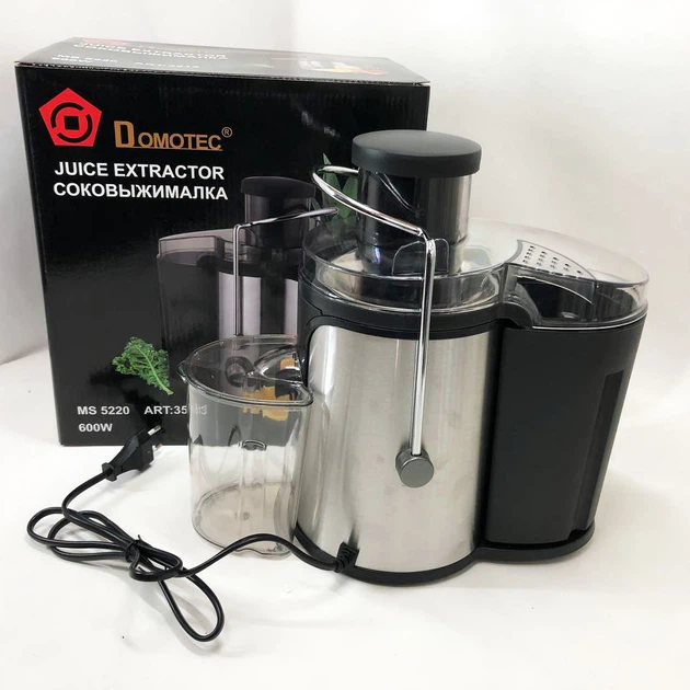 Соковыжималка Domotec 600 Вт с корпусом из пластика и нержавеющей стали - изображение 7