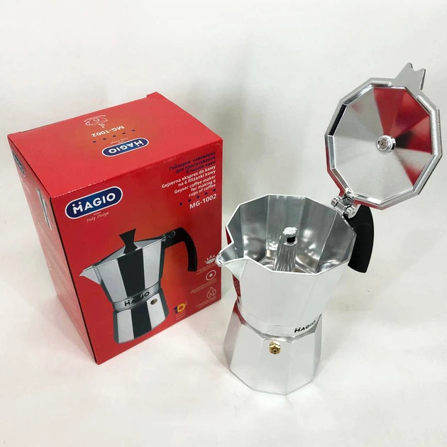 Гейзерная кофеварка Magio MG-1002 300 мл, гейзер для кофе, кофеварка гейзерного типа, кофеварка для дома - Фото 1 Гейзерная кофеварка Magio MG-1002 300 мл, гейзер для кофе, кофеварка гейзерного типа, кофеварка для дома - изображение 1