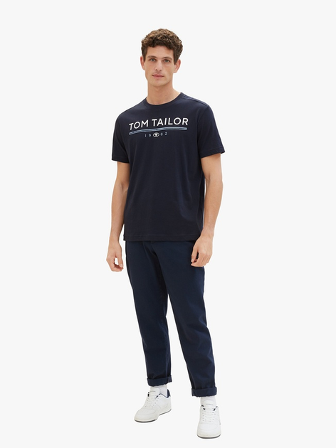 Футболка Tom Tailor T-SHIRT WITH A LOGO PRIN S Темно-синій 1040988-10668 - Фото 4 Футболка Tom Tailor T-SHIRT WITH A LOGO PRIN S Темно-синій 1040988-10668 - изображение 4