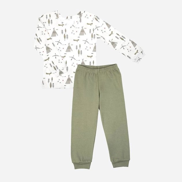 Piżama dziecięca (spodnie + bluza) Nicol 206036 104 cm Biały/Szary/Zielony (5905601017646) - obraz 1