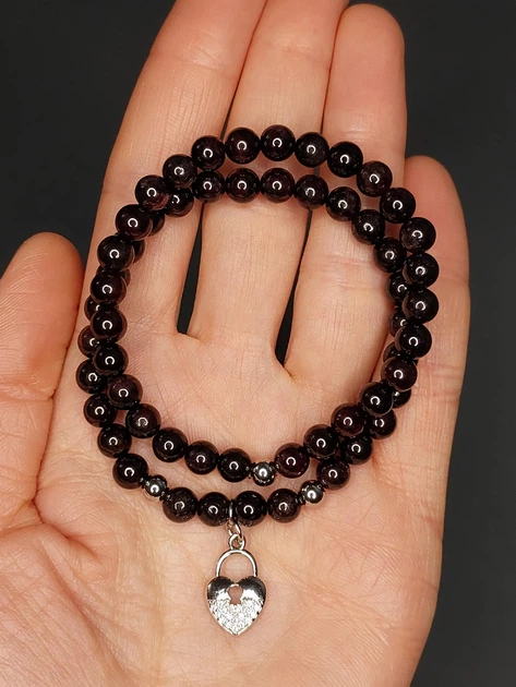 Сет браслетов LSJ из натурального граната и фурнитуры MILANO LUX 15 см (100384) - Фото 3 Сет браслетов LSJ из натурального граната и фурнитуры MILANO LUX 15 см (100384) - изображение 3