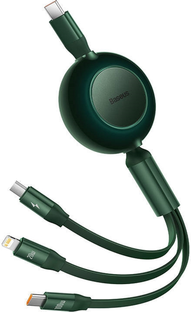 Kabel Baseus Bright Mirror 4 3w1 micro-USB - Lightning - USB Type-C 1.1 m Green (CAMJ010206) - obraz 1