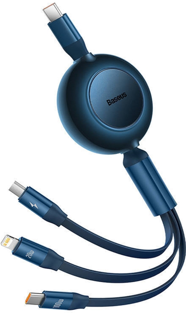 Kabel Baseus Bright Mirror 4 3w1 micro-USB - Lightning - USB Type-C 1.1 m Blue (CAMJ010203) - obraz 1