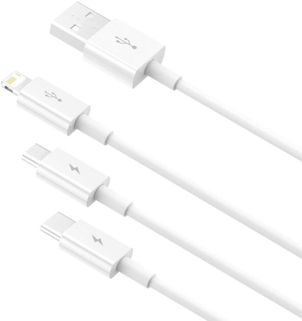Kabel Baseus Superior Data micro-USB - Lightning - USB Type-C 0.5 m White (P10320105221-01) - obraz 2