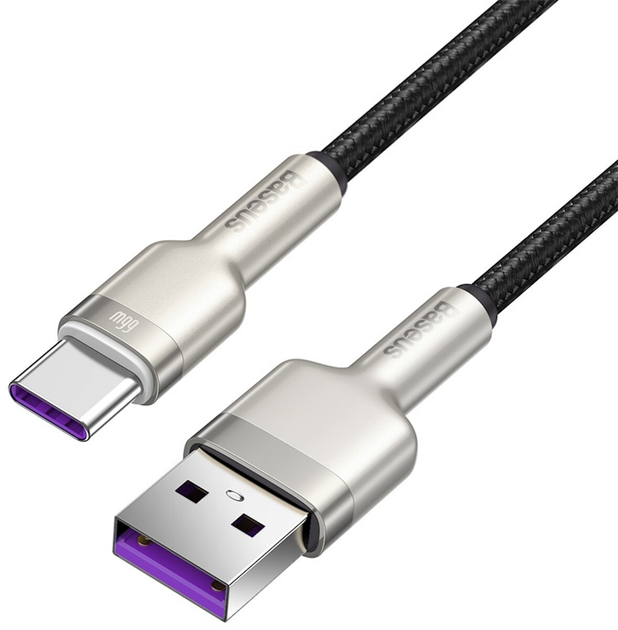 Kabel Baseus Cafule USB Type-A - USB Type-C 0.25 m Black (CAKF000001) - obraz 2