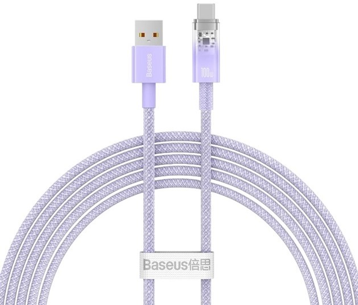 Кабель Baseus Explorer USB Type A - USB Type C 1 м Purple (CATS010505) - зображення 1