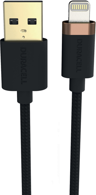 Kabel Duracell USB Type-A - Lightning 0.3 m Black (USB8012A) - obraz 1