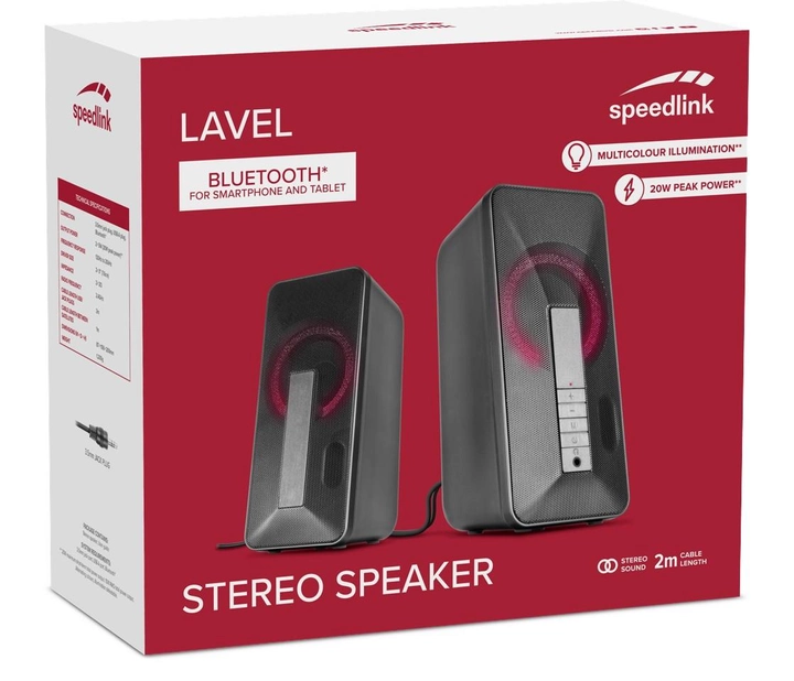 System akustyczny SpeedLink Lavel Stereo Speaker 3.5 mm Jack/Bluetooth (4027301574876) - obraz 1