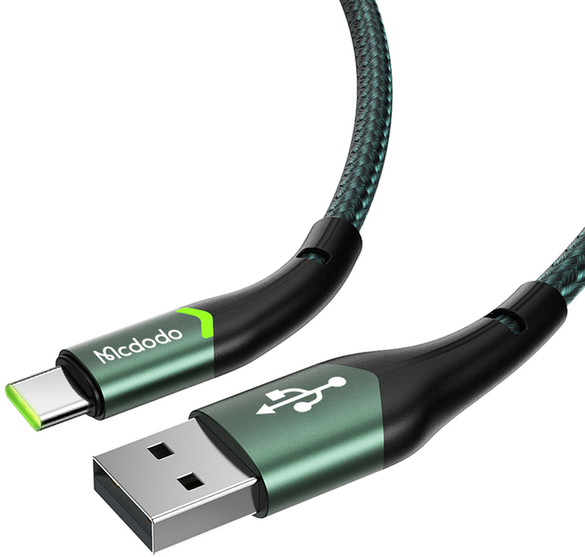 Kabel Mcdodo LED USB Type-A - USB Type-C 1 m Green (CA-7961) - obraz 1