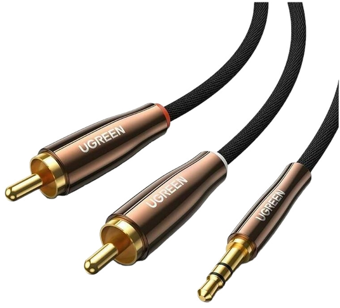 Kabel Ugreen mini-jack 3.5 mm - 2 x RCA 1 m Black (6957303888450) - obraz 1