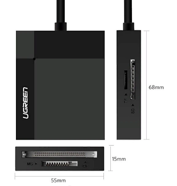 Кард-ридер UGREEN CR125 USB 3.0 4 в 1 SD / TF / CF / MS 0.5 м Black (30333) - изображение 5