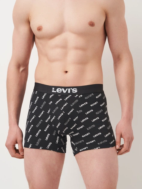 Zestaw majtek męskich typu bokserki bawełnianych 2 szt Levi's Logo Aop Boxer Brief Org Co 701227428-003 M Czarny (8720245581639) - obraz 3