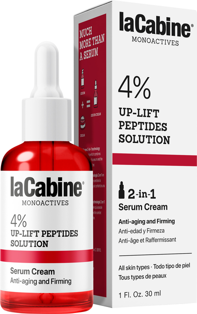 Антивозрастная крем-сыворотка La Cabine 4% Up-Lift Peptides 2 in 1 для упругости и эластичности кожи лица 4% пептидов 30 мл (8436550778298) 