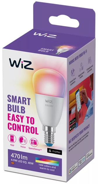 Розумна лампочка WIZ Smart Bulb LED WiFi P45 E14 470 лм 4.9 Вт (8719514554658) - зображення 2