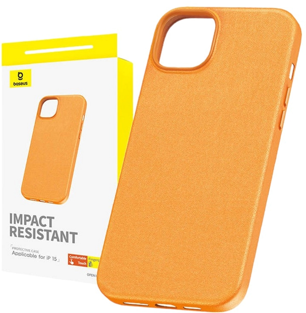 Etui Baseus Fauxther Series do Apple iPhone 15 Orange (P60157304713-00) - obraz 1