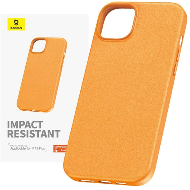 Etui Baseus Fauxther Series do Apple iPhone 15 Plus Orange (P60157304713-02) - obraz 1