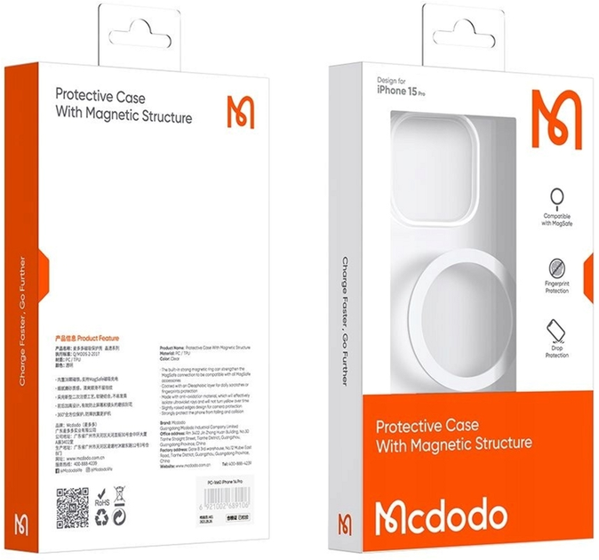 Etui McDodo MagSafe do Apple iPhone 15 Transparent (PC-5330) - obraz 1