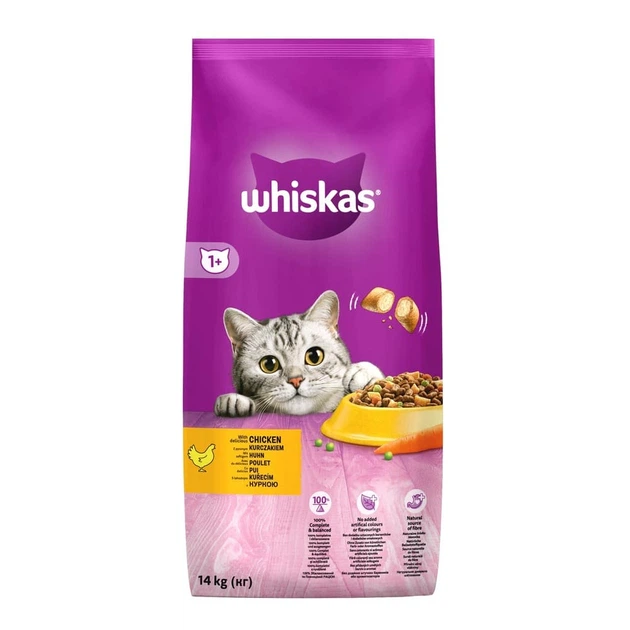 Сухой корм Whiskas с курицей 14 кг (5900951014352) - Фото 1 Сухой корм Whiskas с курицей 14 кг (5900951014352) - изображение 1
