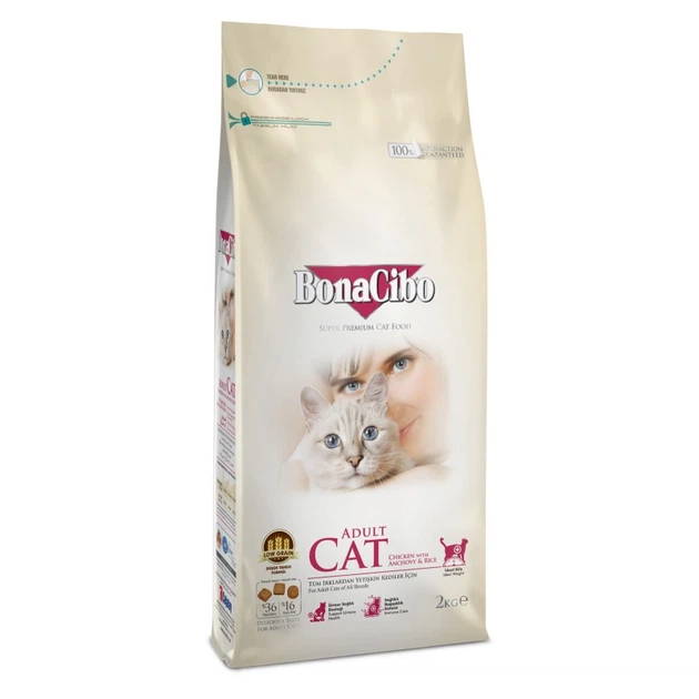 Сухой корм BonaCibo Adult Cat Chicken & Rice with Anchovy 2 кг (BC406090) - Фото 1 Сухой корм BonaCibo Adult Cat Chicken & Rice with Anchovy 2 кг (BC406090) - изображение 1