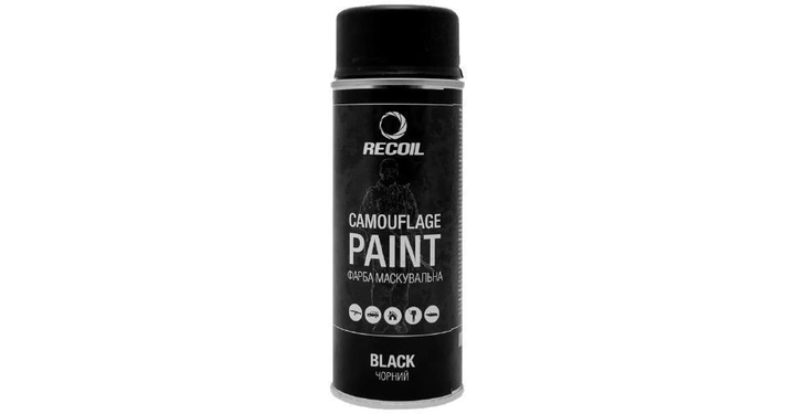 Краска маскировочная аэрозольная RecOil. Цвет - черный. Объем - 400 мл - изображение 1