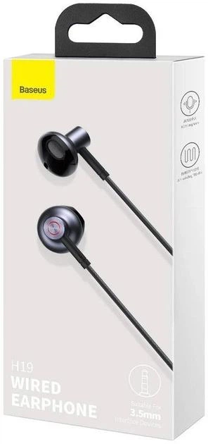 Фирменные Проводные Наушники Baseus Encok 3.5 mm Wired Earphone H19 Black (NGH19-01) - Фото 2 Фирменные Проводные Наушники Baseus Encok 3.5 mm Wired Earphone H19 Black (NGH19-01) - изображение 2