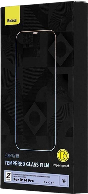 Szkło hartowane Baseus Crystal Series do Apple iPhone 14 Pro 2 szt Black (P60012018201-01) - obraz 2