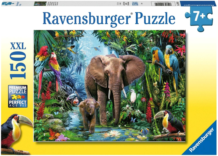 Puzzle Ravensburger Słonie w dżungli 150 elementów (4005556129010) - obraz 1