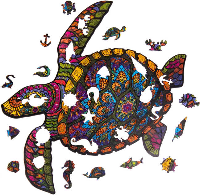 Пазл дерев'яний PuzzleOK Черепаха-довгожитель 126 елементів (4821993007380) - зображення 2