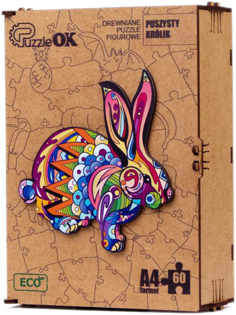 Пазл дерев'яний PuzzleOK Пухнастий кролик 121 елемент (4821993007434) - зображення 1