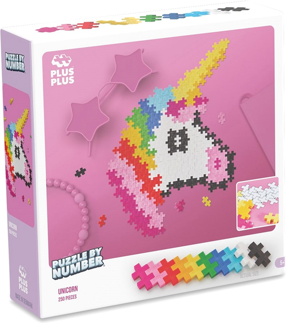 Puzzle by number Plus Plus Jednorożec 250 elementów (5710409107587) - obraz 1