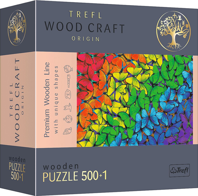 Puzzle drewniane Trefl Tęczowe motyle 501 element (5900511201598) - obraz 1