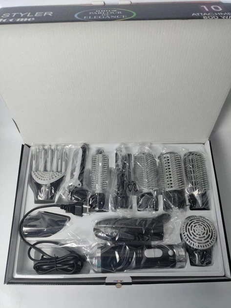 Багатофункціональний фен стайлер 10в1 Hair Styler 87010 набір для укладання волосся плойка гофре праска чорна 0011 - зображення 7