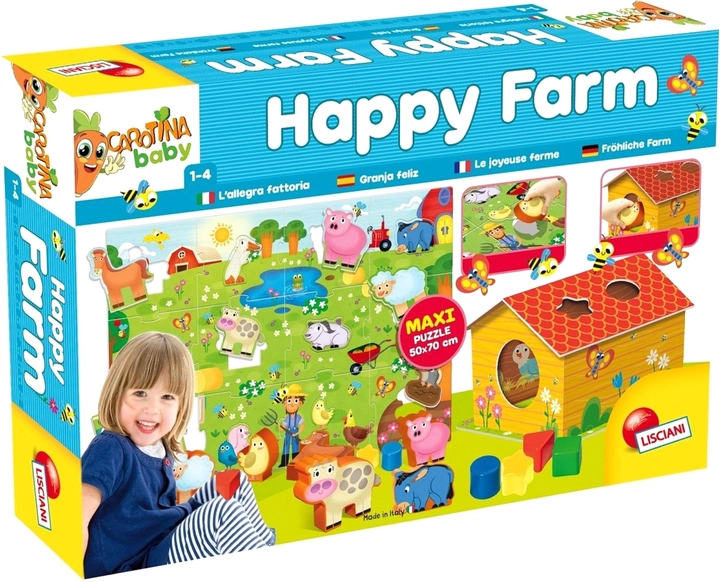Puzzle Lisciani Carotina Baby Szczęśliwa farma 12 elementów (8008324072248) - obraz 1