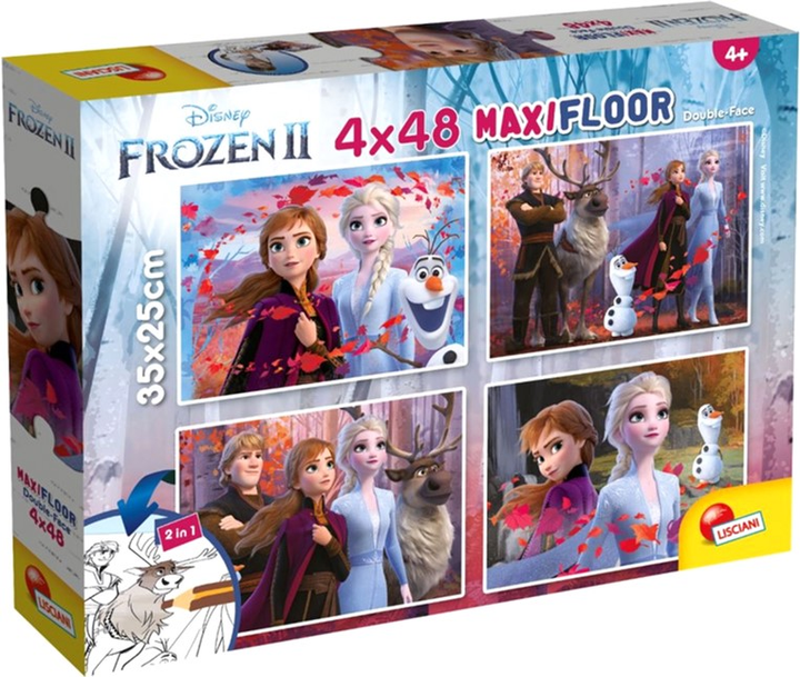 Пазл двосторонній Lisciani Supermaxi Frozen 2 4 x 48 елемента (8008324086603) - зображення 1