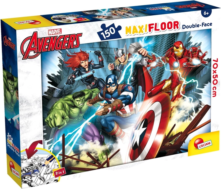 Пазл двосторонній Lisciani Maxi Floor Marvel Avengers 150 елементів (8008324100392) - зображення 1