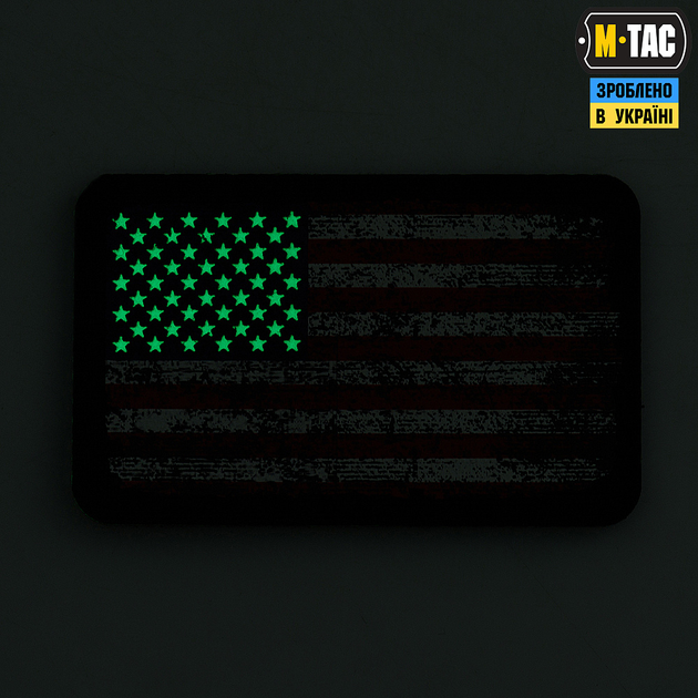 M-Tac нашивка прапор США вінтаж (80х50 мм) Black/GID - зображення 2