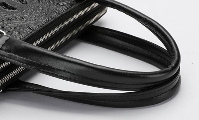 Женская сумка портфель из натуральной кожи для документов и планшета черная рептилия - изображение 9
