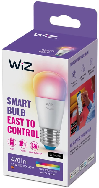 Inteligentna żarówka WIZ Smart Bulb LED WiFi P45 E27 470 lm 4.9 W (8719514554672) - obraz 3